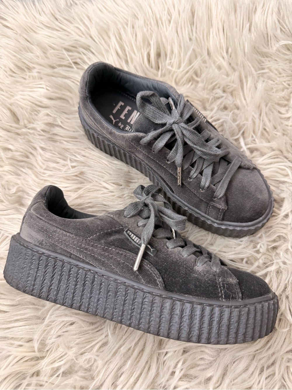 FENTY by PUMA Suede Platform Sneakers - Charcoal Gray